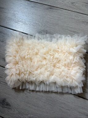 Ruffle Tulle Bandeau Tube Top - Cream